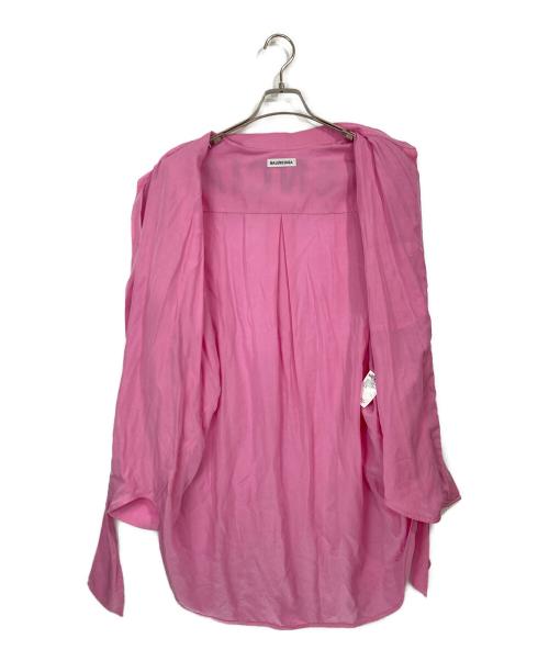 BALENCIAGA（バレンシアガ）BALENCIAGA (バレンシアガ) バッグロゴプリント オーバーサイズ リボンシャツ ピンク サイズ:SIZE 34の古着・服飾アイテム