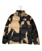 THE NORTH FACE×SUPREMEザ ノース フェイス×シュプリーム）の古着「ブリーチド デニム プリント ヌプシ ジャケット」｜ブラック×ベージュ