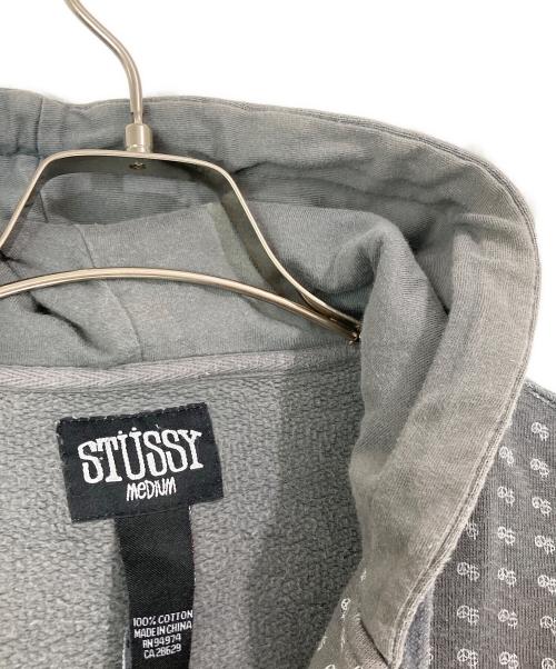 stussy（ステューシー）stussy (ステューシー) OLD 総柄 ジップパーカー グレー サイズ:Mの古着・服飾アイテム