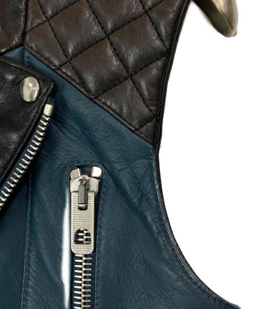 BALENCIAGA（バレンシアガ）BALENCIAGA (バレンシアガ) シープレザーライダースベスト ブラック×ブルー サイズ:36の古着・服飾アイテム