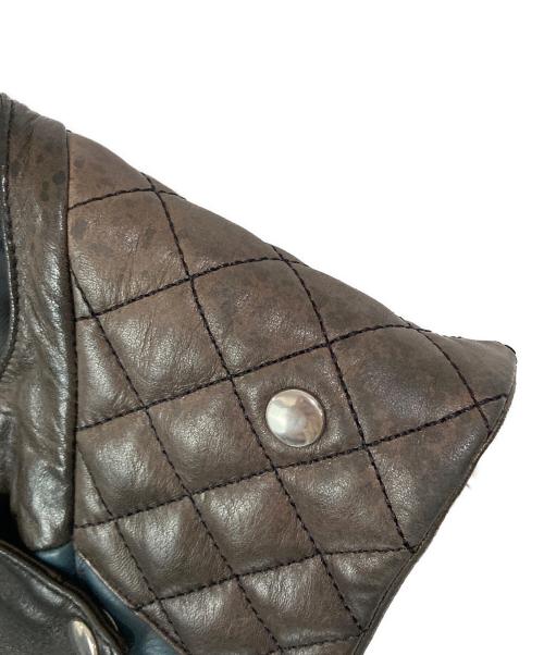 BALENCIAGA（バレンシアガ）BALENCIAGA (バレンシアガ) シープレザーライダースベスト ブラック×ブルー サイズ:36の古着・服飾アイテム