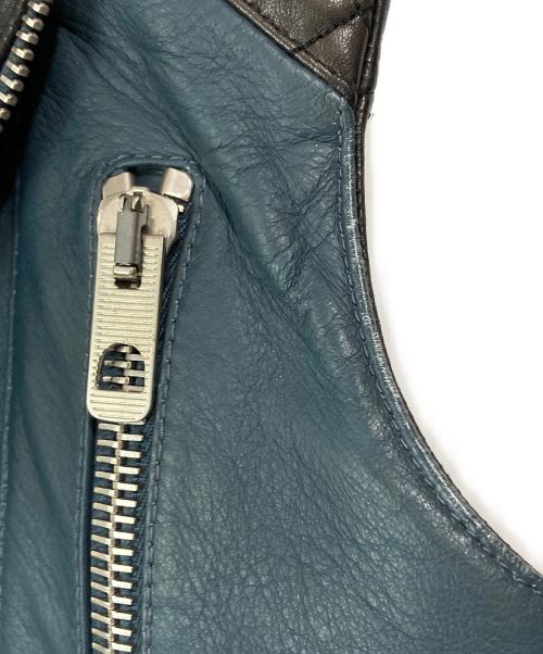 BALENCIAGA（バレンシアガ）BALENCIAGA (バレンシアガ) シープレザーライダースベスト ブラック×ブルー サイズ:36の古着・服飾アイテム