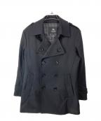 BURBERRY BLACK LABELバーバリーブラックレーベル）の古着「ノバチェックカシミヤ混Pコート」｜ブラック
