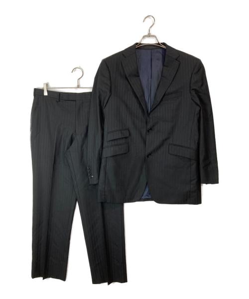 BURBERRY BLACK LABEL（バーバリーブラックレーベル）BURBERRY BLACK LABEL (バーバリーブラックレーベル) ストライプ2Bセットアップスーツ ブラック サイズ:38Lの古着・服飾アイテム