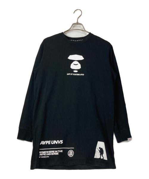 A BATHING APE（アベイシングエイプ）A BATHING APE (アベイシングエイプ) AAPE UNVS プリントロンT ブラック サイズ:Lの古着・服飾アイテム
