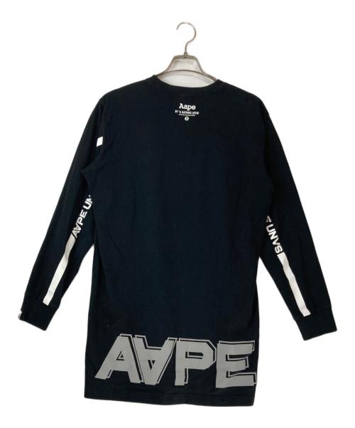 A BATHING APE（アベイシングエイプ）A BATHING APE (アベイシングエイプ) AAPE UNVS プリントロンT ブラック サイズ:Lの古着・服飾アイテム