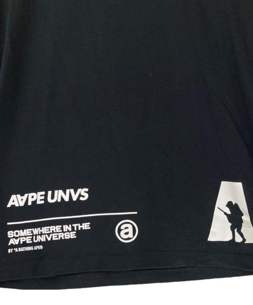 A BATHING APE（アベイシングエイプ）A BATHING APE (アベイシングエイプ) AAPE UNVS プリントロンT ブラック サイズ:Lの古着・服飾アイテム