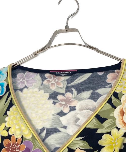 LEONARD FASHION（レオナールファッション）LEONARD FASHION (レオナールファッション) 総柄カシュクールワンピース イエロー サイズ:LLの古着・服飾アイテム