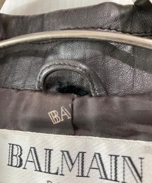 BALMAIN（バルマン）BALMAIN (バルマン) シワ加工ラムレザー３Bジャケット ブラウン サイズ:-の古着・服飾アイテム