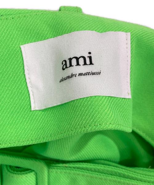 AMI Alexandre Mattiussi（アミアレクサンドルマテュッシ）AMI Alexandre Mattiussi (アミアレクサンドルマテュッシ) Belted Miniskirt 黄緑 サイズ:Mの古着・服飾アイテム