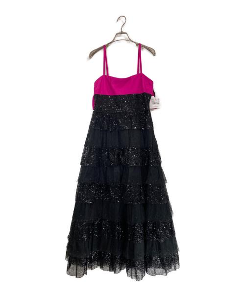 RED VALENTINO（レッドヴァレンティノ）RED VALENTINO (レッドヴァレンティノ) スパンコールティアードワンピース ブラック サイズ:42の古着・服飾アイテム