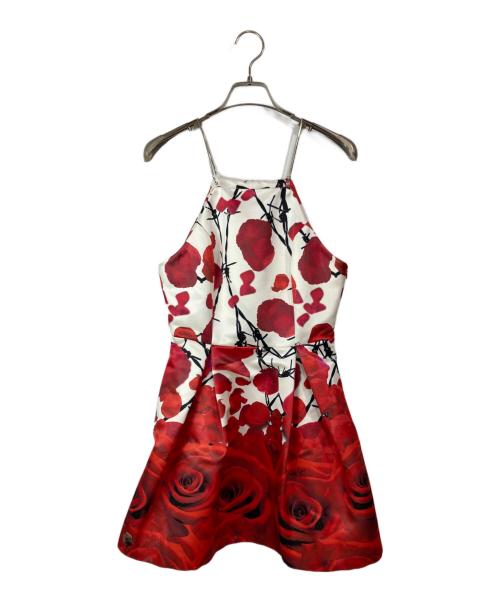 philipp plein（フィリッププレイン）PHILIPP PLEIN (フィリッププレイン) 花柄 チュニック　ノースリーブワンピース ホワイト×レッド サイズ:Ｍの古着・服飾アイテム