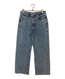 ALL SAINTS（オールセインツ）の古着「Wendel Crystal Embellished Wide Jeans」｜ブルー