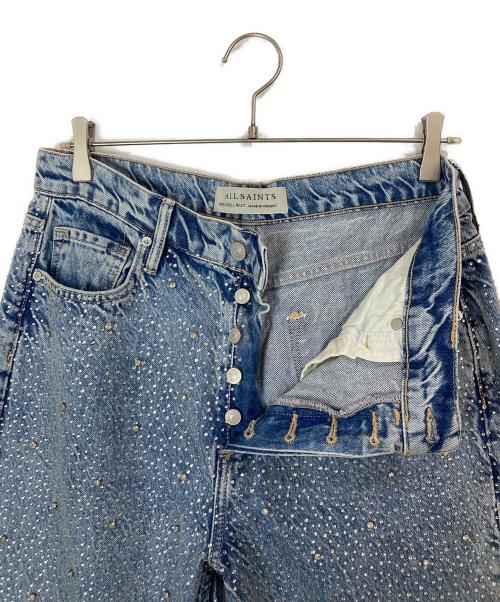 ALL SAINTS（オールセインツ）ALL SAINTS (オールセインツ) Wendel Crystal Embellished Wide Jeans ブルー サイズ:W27の古着・服飾アイテム