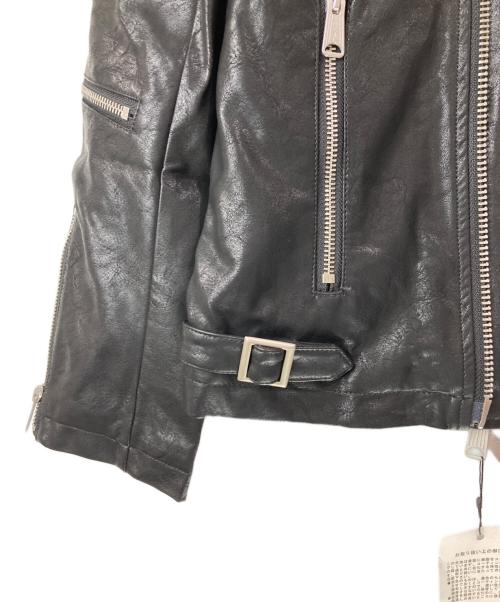 NO ID. BLACK（ノーアイディー ブラック）NO ID. BLACK (ノーアイディー ブラック) 合皮ダブルライダースジャケット ブラック サイズ:2 未使用品の古着・服飾アイテム
