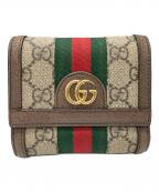 GUCCIグッチ）の古着「オフディア3つ折り財布」｜ベージュ