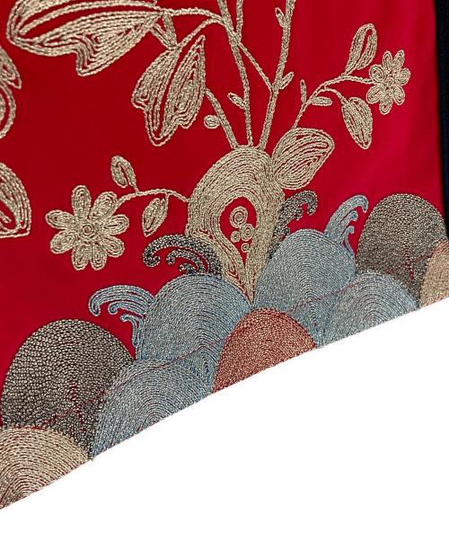 GUCCI（グッチ）GUCCI (グッチ) フラワーエンブロイダリーフレアジャージーパンツ レッド サイズ:XXSの古着・服飾アイテム