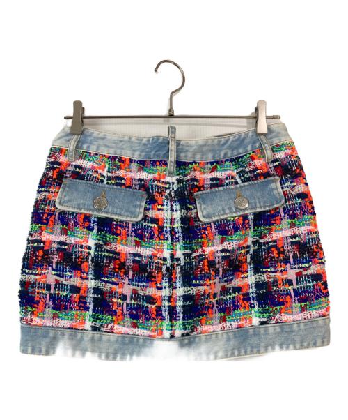 DSQUARED2（ディースクエアード）DSQUARED2 (ディースクエアード) ツイードデニムスカート マルチカラー サイズ:40の古着・服飾アイテム