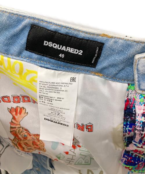DSQUARED2（ディースクエアード）DSQUARED2 (ディースクエアード) ツイードデニムスカート マルチカラー サイズ:40の古着・服飾アイテム