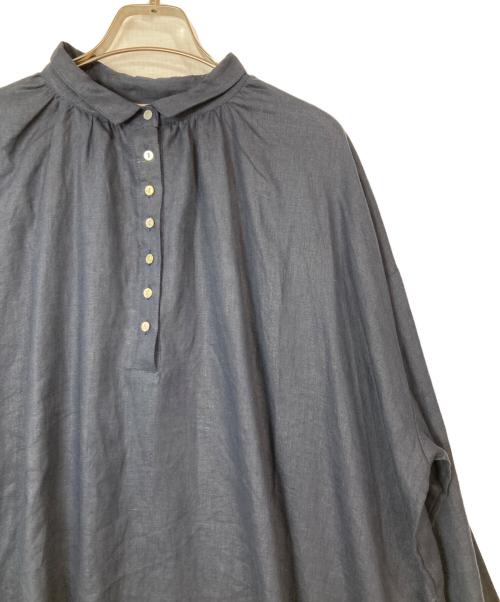 08MAB（ゼロハチマブ）08MAB (ゼロハチマブ) ヘンリーネックリネンワンピース ネイビー サイズ:Fの古着・服飾アイテム