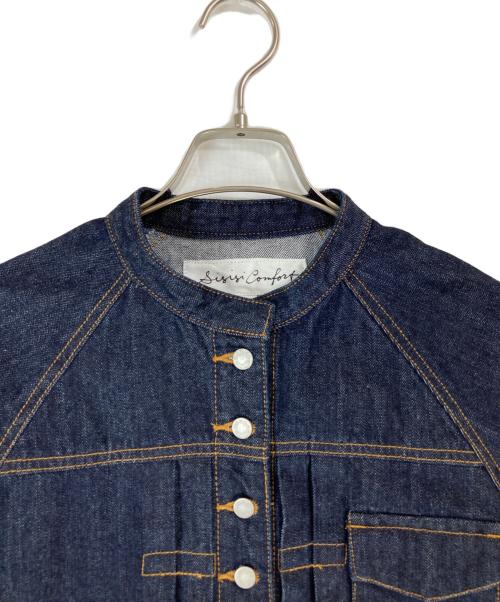 sisisi comfort（スースース―コンフォート）SISISI COMFORT (スースース―コンフォート) スタンドカラーデニムジャケット インディゴ サイズ:38の古着・服飾アイテム