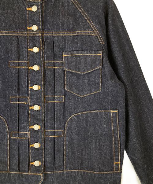sisisi comfort（スースース―コンフォート）SISISI COMFORT (スースース―コンフォート) スタンドカラーデニムジャケット インディゴ サイズ:38の古着・服飾アイテム