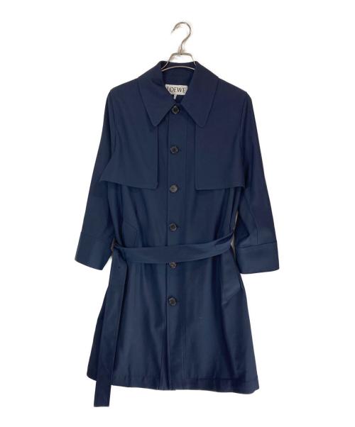 LOEWE（ロエベ）LOEWE (ロエベ) ベルト付ステンカラーコート ネイビー サイズ:46の古着・服飾アイテム