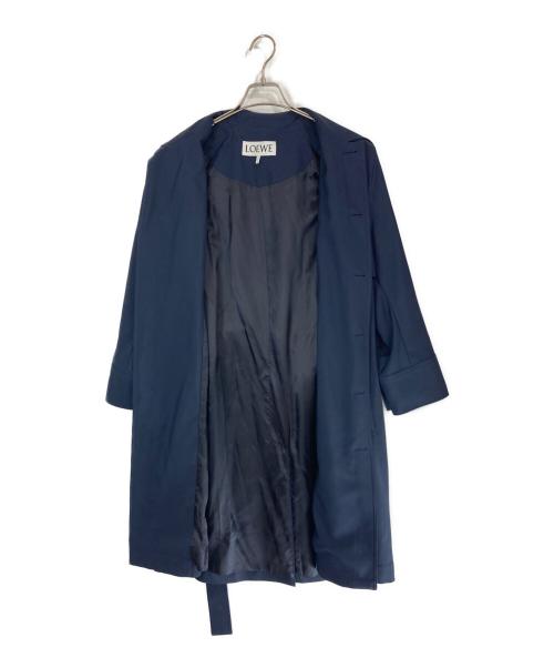 LOEWE（ロエベ）LOEWE (ロエベ) ベルト付ステンカラーコート ネイビー サイズ:46の古着・服飾アイテム