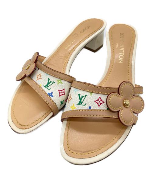 LOUIS VUITTON（ルイ ヴィトン）LOUIS VUITTON (ルイ ヴィトン) フラワーモチーフミュール ホワイト サイズ:37 1/2の古着・服飾アイテム