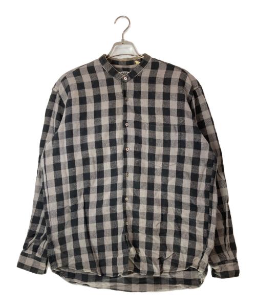 GOODENOUGH（グッドイナフ）GOODENOUGH (グッドイナフ) ノーカラーチェックネルシャツ ブラック×グレー サイズ:Ｌの古着・服飾アイテム