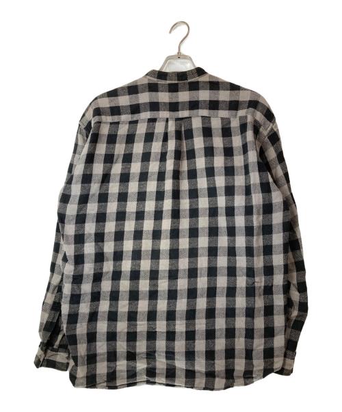 GOODENOUGH（グッドイナフ）GOODENOUGH (グッドイナフ) ノーカラーチェックネルシャツ ブラック×グレー サイズ:Ｌの古着・服飾アイテム
