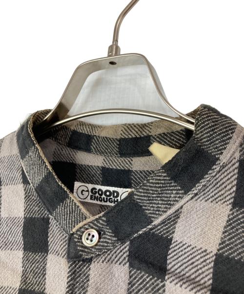 GOODENOUGH（グッドイナフ）GOODENOUGH (グッドイナフ) ノーカラーチェックネルシャツ ブラック×グレー サイズ:Ｌの古着・服飾アイテム