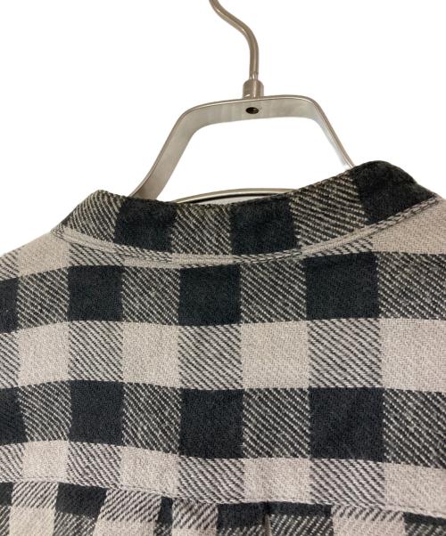 GOODENOUGH（グッドイナフ）GOODENOUGH (グッドイナフ) ノーカラーチェックネルシャツ ブラック×グレー サイズ:Ｌの古着・服飾アイテム