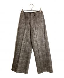 AURALEE（オーラリー）の古着「DOUBLE FACE CHECK WIDE SLACKS」｜グレー