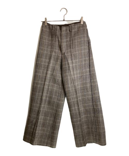 AURALEE（オーラリー）AURALEE (オーラリー) DOUBLE FACE CHECK WIDE SLACKS グレーの古着・服飾アイテム