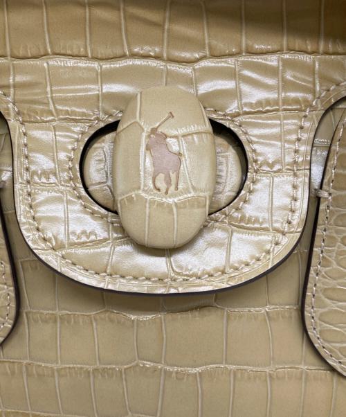POLO RALPH LAUREN（ポロ・ラルフローレン）POLO RALPH LAUREN (ポロ・ラルフローレン) クロコダイル型押しターンロックバッグ ベージュの古着・服飾アイテム