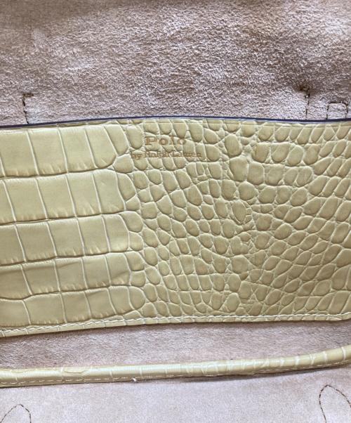 POLO RALPH LAUREN（ポロ・ラルフローレン）POLO RALPH LAUREN (ポロ・ラルフローレン) クロコダイル型押しターンロックバッグ ベージュの古着・服飾アイテム