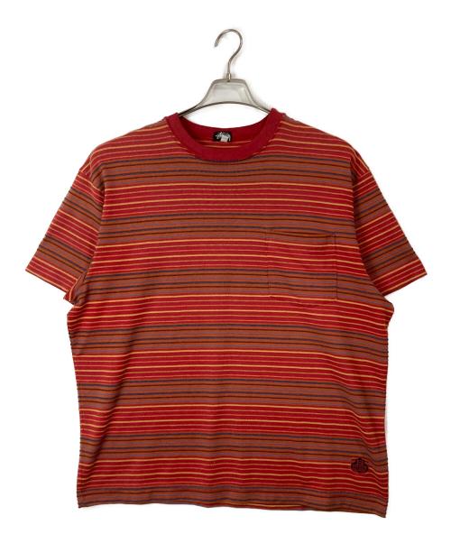 stussy（ステューシー）stussy (ステューシー) 80'sマルチボーダーTシャツ レッド サイズ:Lの古着・服飾アイテム