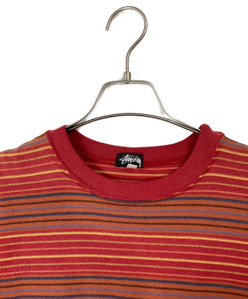 stussy（ステューシー）stussy (ステューシー) 80'sマルチボーダーTシャツ レッド サイズ:Lの古着・服飾アイテム