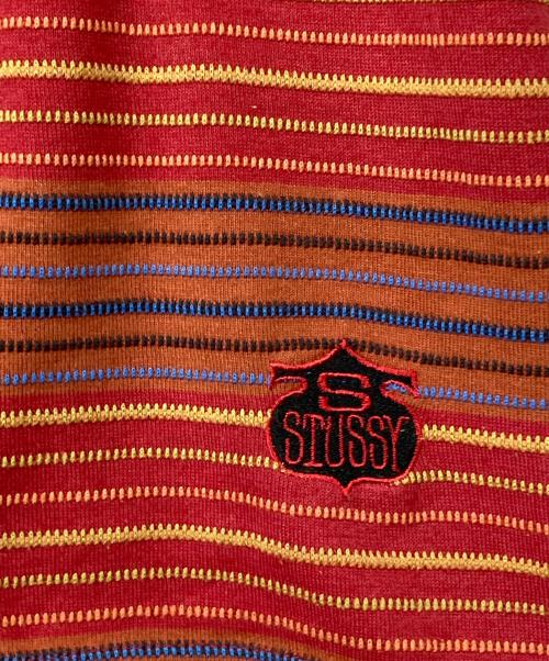 stussy（ステューシー）stussy (ステューシー) 80'sマルチボーダーTシャツ レッド サイズ:Lの古着・服飾アイテム