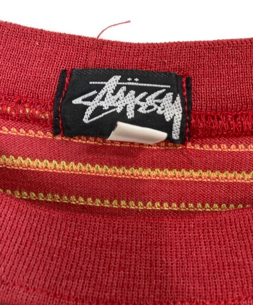 stussy（ステューシー）stussy (ステューシー) 80'sマルチボーダーTシャツ レッド サイズ:Lの古着・服飾アイテム