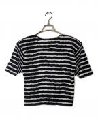 PLEATS PLEASEプリーツプリーズ）の古着「半袖ボーダープリーツカットソー」｜ブラック×ホワイト