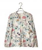 TOMORROW LAND collectionトゥモローランドコレクション）の古着「ブルームフラワープリント パイピングリボンブラウス」｜ホワイト