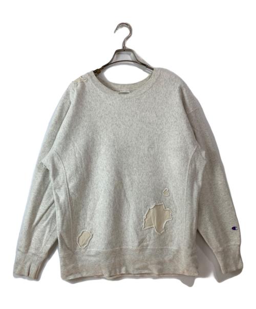 Champion REVERSE WEAVE（チャンピオン リバース ウィーブ）Champion REVERSE WEAVE (チャンピオン リバース ウィーブ) JOURNAL STANDARD relume (ジャーナルスタンダード レリューム) ダメージリペアスウェット グレー サイズ:Ｌ　の古着・服飾アイテム