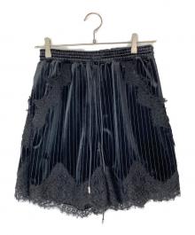 MAISON SPECIAL（メゾンスペシャル）の古着「Hem Lace Velour Shorts」｜ブラック