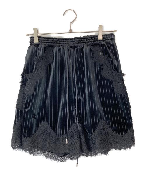 MAISON SPECIAL（メゾンスペシャル）MAISON SPECIAL (メゾンスペシャル) Hem Lace Velour Shorts ブラック サイズ:36の古着・服飾アイテム