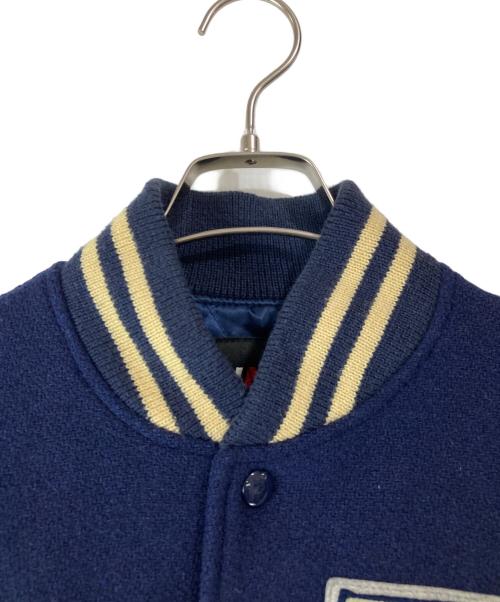 VAN JACKET（ヴァン ジャケット）VAN JACKET (ヴァン ジャケット) レザー切替スタジャン ベージュ×ネイビー サイズ:Ｌ　の古着・服飾アイテム
