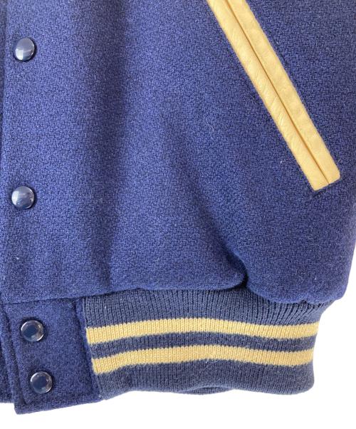 VAN JACKET（ヴァン ジャケット）VAN JACKET (ヴァン ジャケット) レザー切替スタジャン ベージュ×ネイビー サイズ:Ｌ　の古着・服飾アイテム