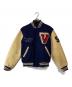 VAN JACKET（ヴァン ジャケット）の古着「レザー切替スタジャン」｜ベージュ×ネイビー
