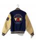 VAN JACKET (ヴァン ジャケット) レザー切替スタジャン ベージュ×ネイビー サイズ:Ｌ　：25000円